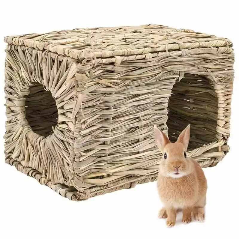 Bunny Grass House Handmade Nature Grass Comfortable Hideout Chew Toys Rabbits Chinchilla Guinea Pigs Small Animals Play Sleep