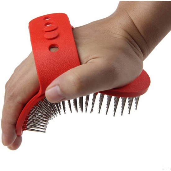 Pet Rubber Grooming Brush Massager with Adjustable Loop Handle