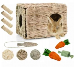 Bunny Grass House Handmade Nature Grass Comfortable Hideout Chew Toys Rabbits Chinchilla Guinea Pigs Small Animals Play Sleep